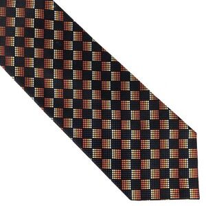 Dicapri Men's Neck Tie 100% Silk Orange Silver Black Geometric Career